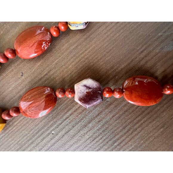 Jasper, Mookaite and Lepidolite 24 inch stone necklace Beads - Picture 8 of 10